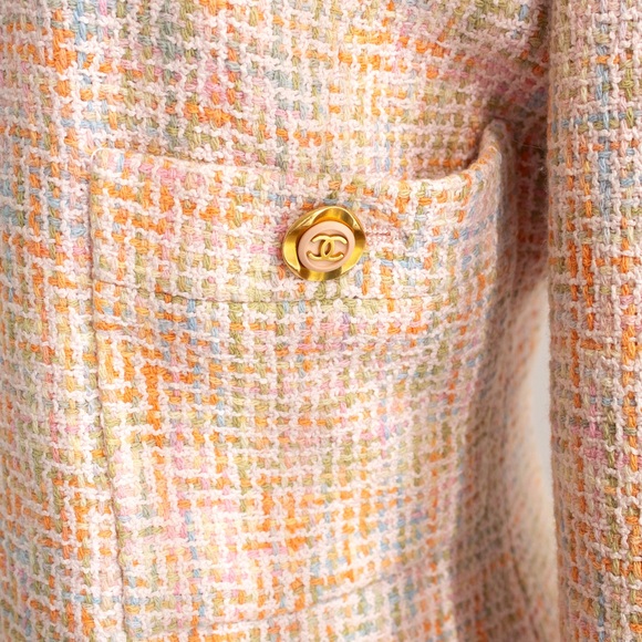 Chanel Vintage Cruise 1994 Multicolor Pastel Pink Orange 94C Tweed Jacket - Picture 8 of 16